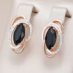 Kinel-pendientes colgantes de circonita Natural para mujer, inusuales, brillantes, negros, de lujo, Color oro rosa 585, joyería fina diaria para fiesta de boda 1