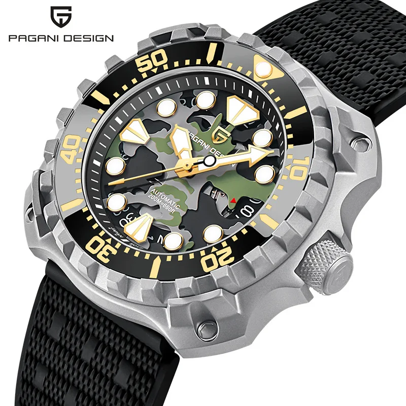 Reloj mecánico PAGANI DESIGN para hombre, esfera hueca de camuflaje militar NH35 Movt zafiro, reloj de pulsera automático resistente al agua de 200m 1 Reloj mecánico PAGANI DESIGN para hombre, esfera hueca de camuflaje militar NH35 Movt zafiro, reloj de pulsera automático resistente al agua de 200m 1