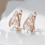 Pendientes Kinel únicos de perlas inglesas para mujer, moda 585, Color oro rosa, accesorios de boda para novia, joyería fina diaria, novedad de 2024 3