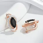 Kinel-pendientes colgantes de circonita Natural para mujer, inusuales, brillantes, negros, de lujo, Color oro rosa 585, joyería fina diaria para fiesta de boda 5