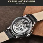 Marca PAGANI DESIGN, reloj dorado de cuero de moda para hombre, relojes mecánicos automáticos con esqueleto resistente al agua, caja Masculino 5