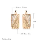 Kinel-pendientes cuadrados con patrón para mujer, aretes de circonita Natural de oro rosa 585, joyería de boda étnica para novia 2