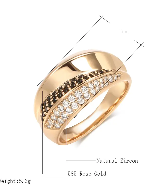 Anillos Kinel de circón blanco y negro Natural de lujo para mujer, cruz geométrica 585, oro rosa, joyería Vintage fina para fiesta de boda y uso diario 2
