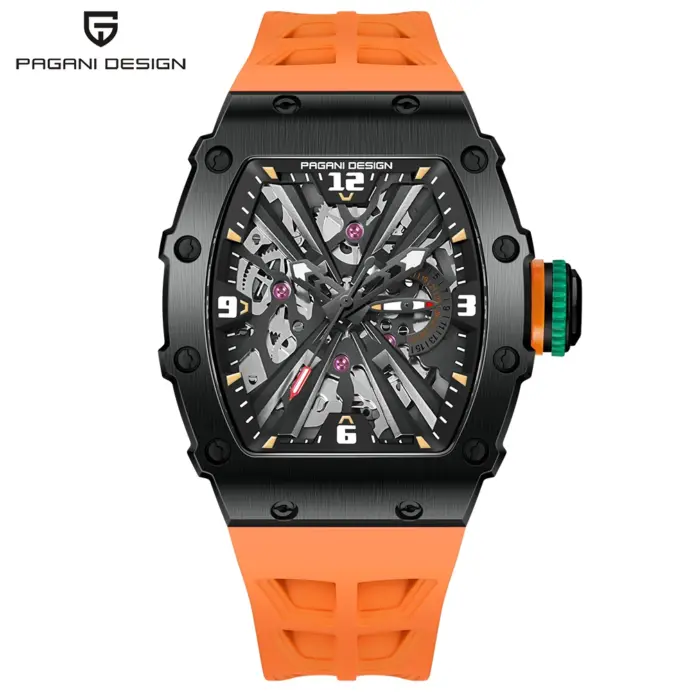 PAGANI DESIGN PD1738 relojes de cuarzo para hombre 42MM VH65 caja negra zafiro acero inoxidable 50M reloj de pulsera resistente al agua para hombre 1