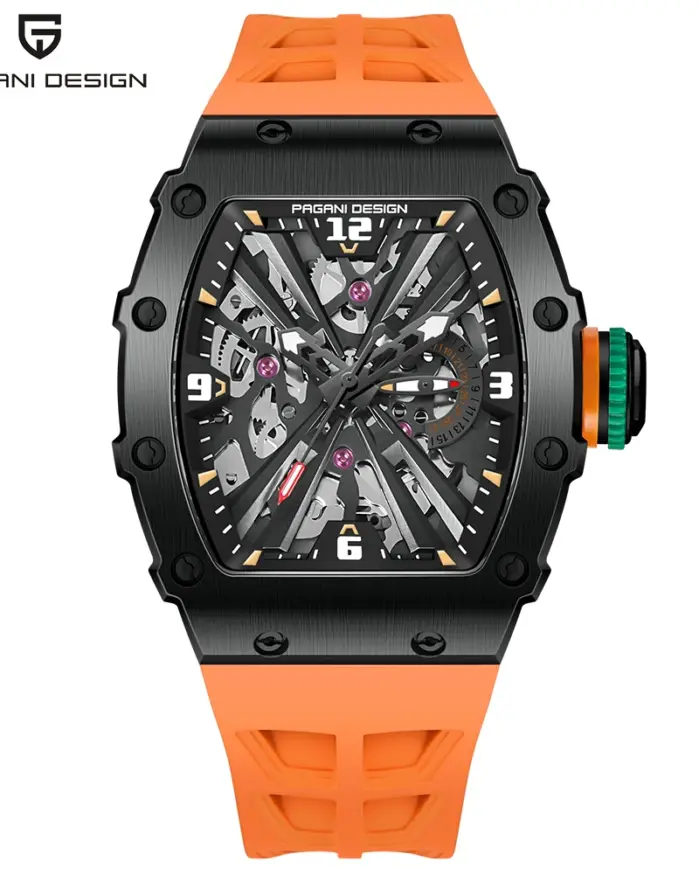 PAGANI DESIGN PD1738 relojes de cuarzo para hombre 42MM VH65 caja negra zafiro acero inoxidable 50M reloj de pulsera resistente al agua para hombre 1