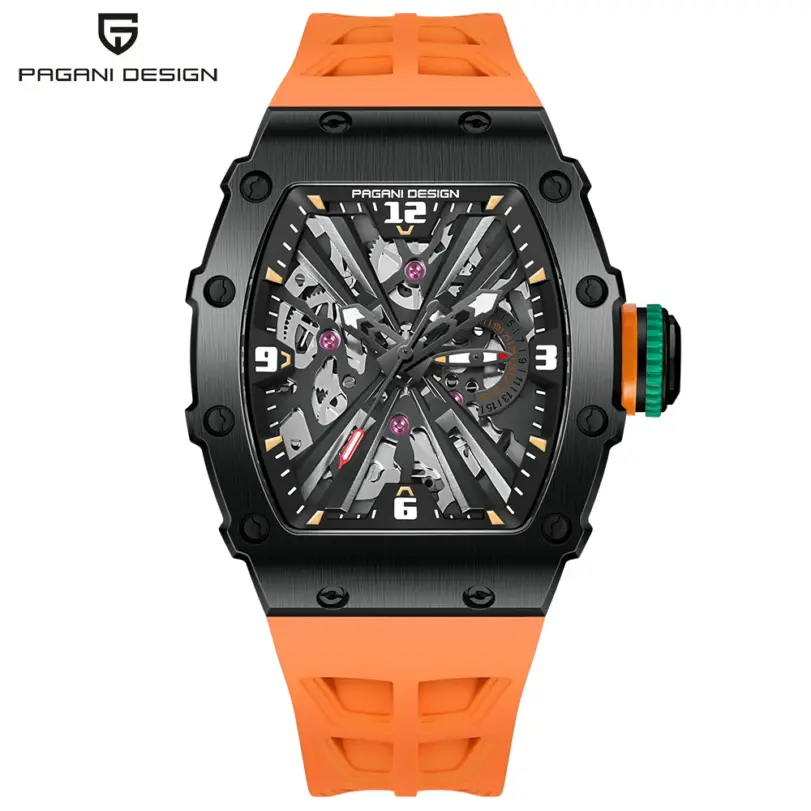 PAGANI DESIGN PD1738 relojes de cuarzo para hombre 42MM VH65 caja negra zafiro acero inoxidable 50M reloj de pulsera resistente al agua para hombre 1