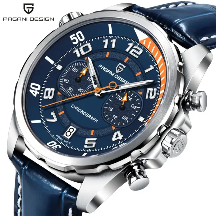 PAGANI DESIGN 44MM reloj de cuarzo para hombre Japón TMI VK64 Movt esfera de escala giratoria cristal de zafiro cronómetro reloj de pulsera luminoso 1