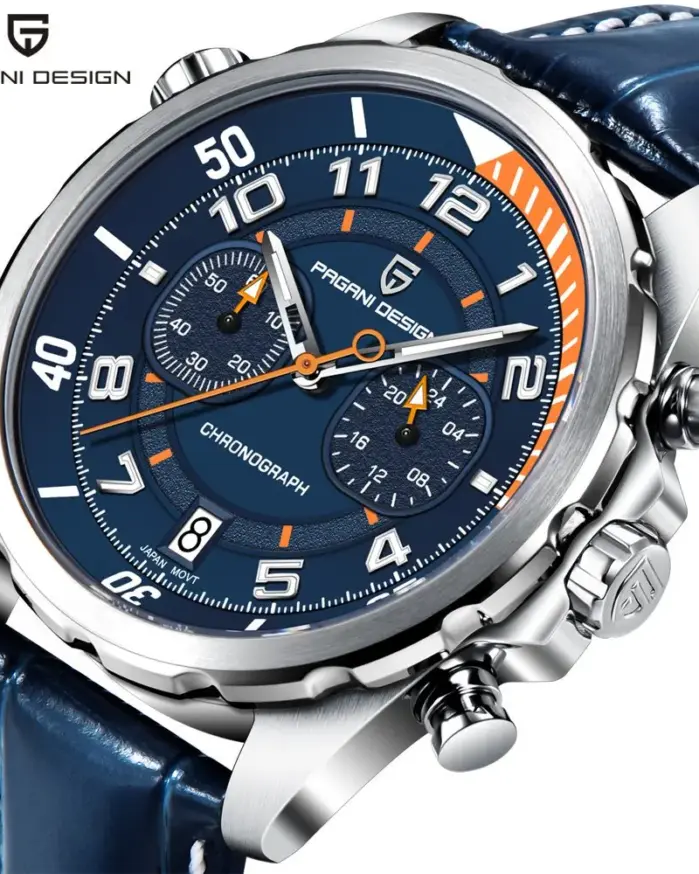 PAGANI DESIGN 44MM reloj de cuarzo para hombre Japón TMI VK64 Movt esfera de escala giratoria cristal de zafiro cronómetro reloj de pulsera luminoso 1