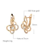 Kinel Trend-pendientes colgantes de circonita Natural para mujer, flor hueca bonita, Color oro rosa 585, joyería diaria creativa a la moda para chicas 2