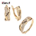 Kinel-Conjunto de anillos y pendientes de circonita Natural para mujer, aretes de oro rosa 585 con Cruz geométrica, conjuntos de joyería Vintage 1 Kinel-Conjunto de anillos y pendientes de circonita Natural para mujer, aretes de oro rosa 585 con Cruz geométrica, conjuntos de joyería Vintage 1