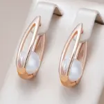 Kinel-pendientes colgantes de perlas brillantes para mujer, moda novedosa, lujo, Color oro rosa 585, joyería fina geométrica de alta calidad para uso diario 1