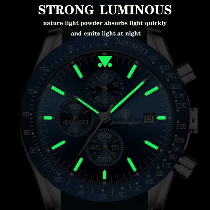 Reloj para hombre, cronógrafo deportivo a la moda, relojes de cuarzo de silicona, reloj de pulsera de lujo resistente al agua con fecha luminosa para hombre 4