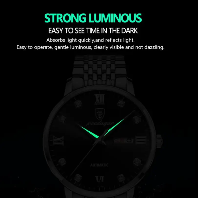 Poedagar-reloj de cuarzo para hombre, cronógrafo de lujo, de acero inoxidable, luminoso, resistente al agua, para negocios 3