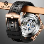 Relojes mecánicos para hombre, correa de silicona de cuero, reloj de pulsera de zafiro ahuecado 3D luminoso automático de marca de lujo a la moda 5