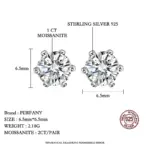 Pendientes de moissanita de 0,3-2 quilates para mujer, tornillo de plata pura S925, joyería de moda de boda con diamantes de laboratorio de seis garras 3