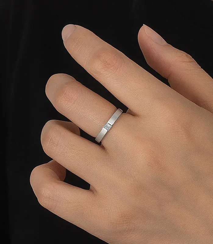 Anillo de moissanita de corte cuadrado de princesa de 0,3 quilates para hombres y mujeres, joyería de boda de pareja de diamantes de laboratorio de plata pura S925 2
