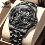 Reloj de pulsera de acero de tungsteno para hombre, cronógrafo de marca de lujo, resistente al agua, automático, mecánico, luminoso, hueco, negro 1 Reloj de pulsera de acero de tungsteno para hombre, cronógrafo de marca de lujo, resistente al agua, automático, mecánico, luminoso, hueco, negro 1
