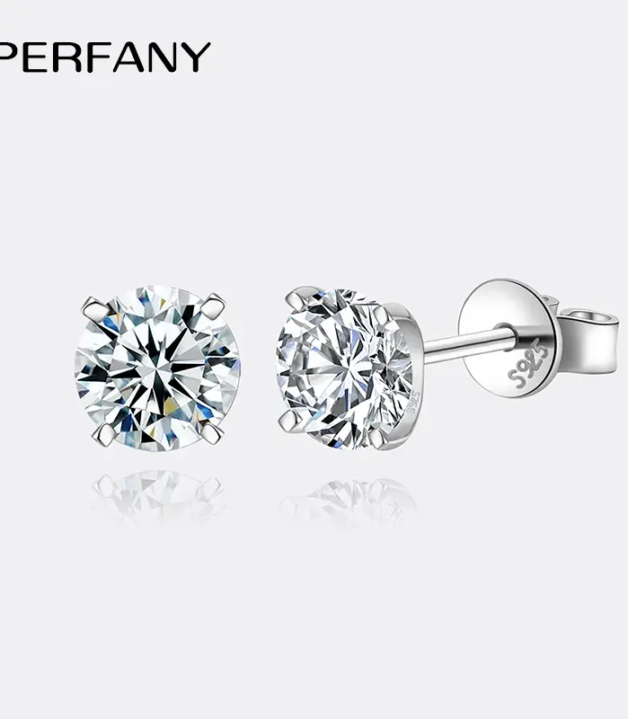 Pendientes de moissanita de 0,2-2 quilates para mujer, pendientes de diamantes de laboratorio de cuatro garras de plata pura S925, regalo de fiesta, joyería de boda 1