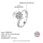 Anillo de moissanita de 0,3-2CT para mujer, plata pura S925, copo de nieve, anillo de boda de diamante de laboratorio, joyería de boda de lujo 3