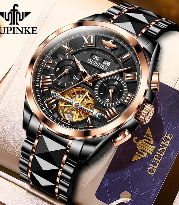 relojes de Tourbillon para hombre, reloj de pulsera automático multifunción, mecánico, calendario perpetuo, reloj de lujo, Masculino 1