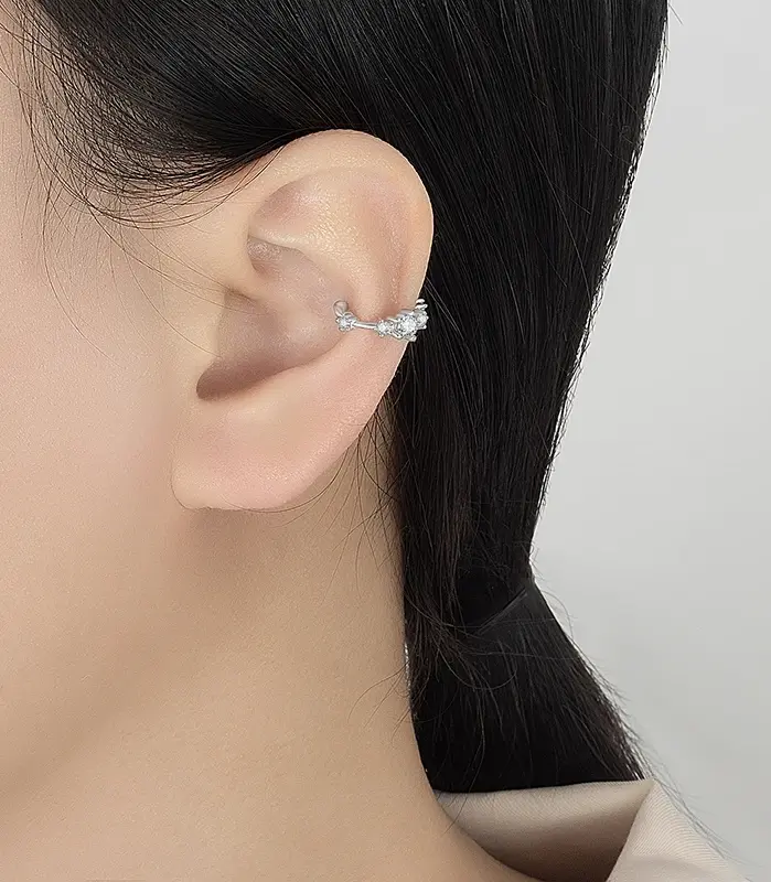 0.64CT todos los pendientes de Clip de moissanita para mujer 100% plata pura diseño minimalista diamante de laboratorio joyería de fiesta de Hip Hop 2