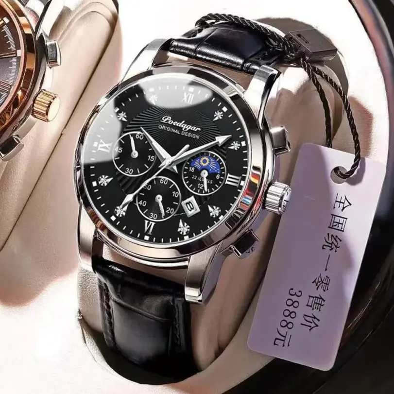 nuevos relojes de moda para hombres de cuero negro resistente al agua parte superior luminosa marca de lujo reloj de pulsera de cuarzo reloj militar 1 nuevos relojes de moda para hombres de cuero negro resistente al agua parte superior luminosa marca de lujo reloj de pulsera de cuarzo reloj militar 1