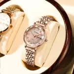 Reloj para mujer, malla de acero inoxidable, oro rosa, Simple, resistente al agua, relojes luminosos para mujer, relojes de cuarzo de lujo elegantes 6