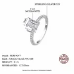 Anillo de moissanita de corte radiante/esmeralda de 1/2CT para mujer, plata pura S925, diamante de laboratorio GRA, joyería de boda nupcial 2