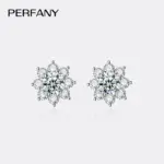 Pendientes de moissanita de 0,3-1 quilates para mujer, pendientes de diamantes de imitación de copo de nieve de plata pura S925, joyería de alta gama para boda 1
