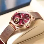 Reloj de malla de acero inoxidable para mujer, Accesorio luminoso de lujo, resistente al agua, de cuarzo, color oro rosa, 2022 1