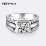 Anillo de moissanita de 1CT para hombre, anillo de compromiso de diamante de laboratorio con incrustaciones de plata pura S925, joyería de lujo para boda 4