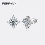 Pendientes de moissanita 0,5/1CT para mujer S925 plata pura estrella de cuatro garras pendientes de diamantes certificados GRA joyería de fiesta 5