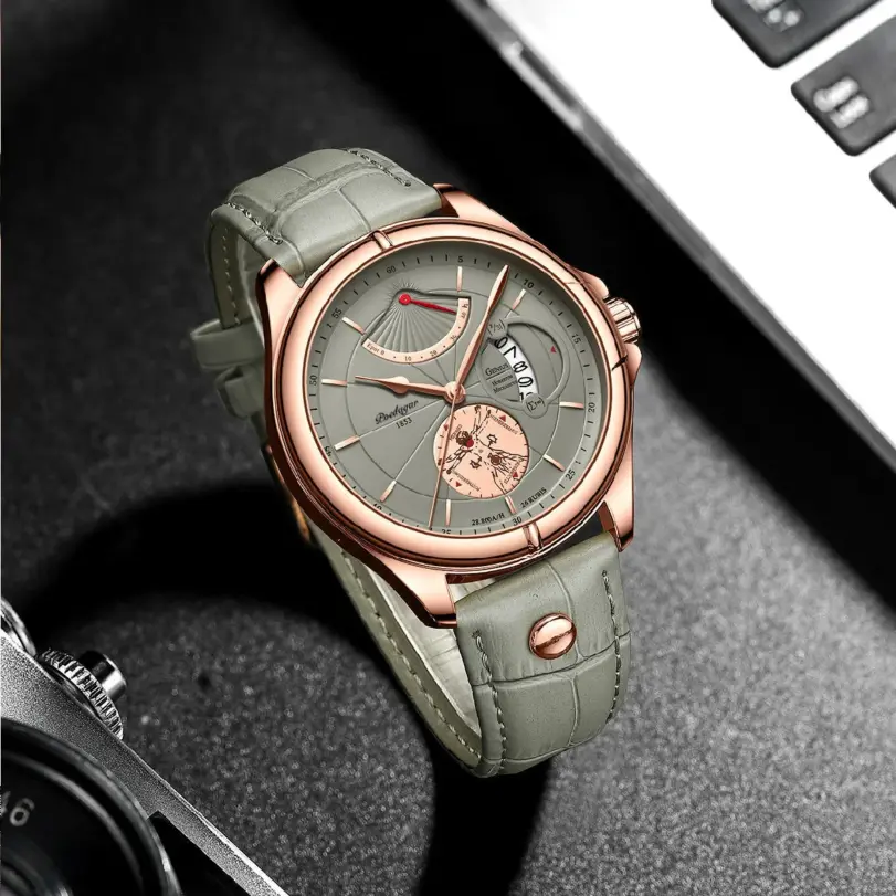Reloj para hombre, reloj de pulsera deportivo de lujo para hombre, resistente al agua, Cuero Luminoso, relojes de cuarzo con fecha, caja para hombre 6
