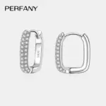0.42CT todos los pendientes de aro de moissanita para mujer 100% plata pura pendientes cuadrados de diamantes de laboratorio joyería de boda de moda 4