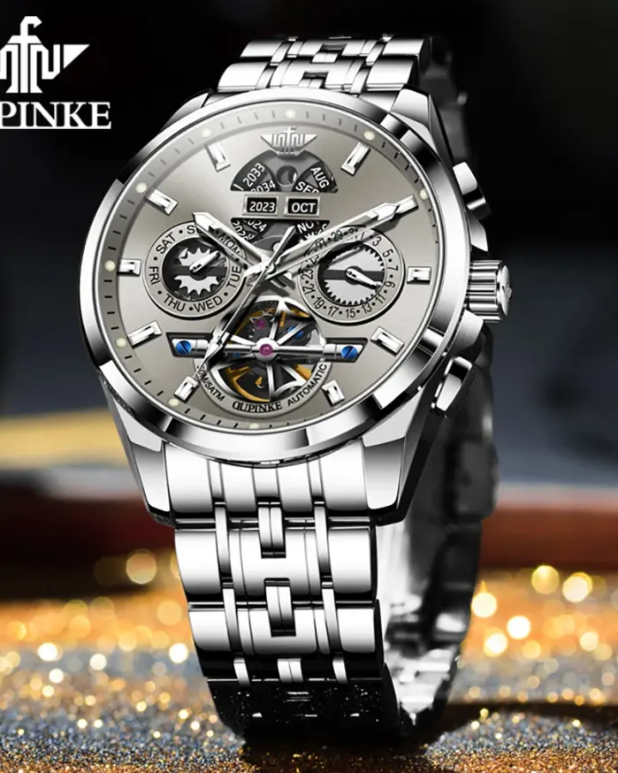 reloj mecánico automático para hombre, cronógrafo de pulsera multifunción, de lujo, clásico, de negocios, luminoso, Original, nuevo 2