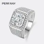 Anillo de moissanita 2/5CT para hombre, conjunto de plata pura S925 con diamantes brillantes, anillo de compromiso, joyería de boda de lujo 1