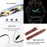 POEDAGAR-relojes ultrafinos para hombre, pulsera de cuero de alta calidad, de lujo, resistente al agua, luminoso, con fecha, informal de negocios 4