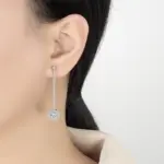 pendientes de gota de moissanita de 1CT para mujer, aretes largos redondos de plata pura S925 con diamantes de laboratorio, joyería de fiesta de alta gama 2 pendientes de gota de moissanita de 1CT para mujer, aretes largos redondos de plata pura S925 con diamantes de laboratorio, joyería de fiesta de alta gama 2