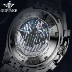 Reloj de pulsera mecánico automático para hombre, cronógrafo con esfera de cielo estrellado, resistente al agua, fase lunar, calendario, semana, lujo, clásico, luminoso 4