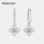 0.08CT Moissanite trébol gota pendiente mujeres S925 plata pura laboratorio cultivar diamante joyería de boda de moda ﻿ 5