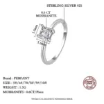 Anillo de moissanita de corte cuadrado de 0,6 quilates para mujer, joyería de boda de moda Simple con diamantes de imitación de plata pura S925 3
