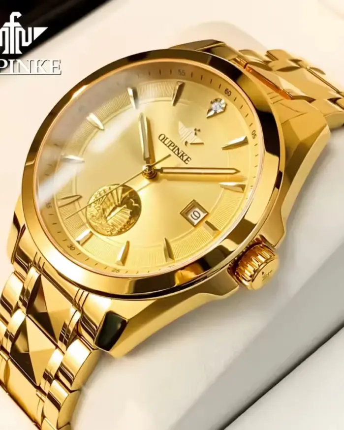 marca suiza reloj mecánico automático hombres de lujo oro Real diamante Real espejo de zafiro reloj de pulsera luminoso 3226 1