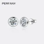 Pendientes de moissanita de 0,3-1 quilates para mujer, pendientes redondos de plata pura S925 con diamantes de laboratorio, joyería de moda 1