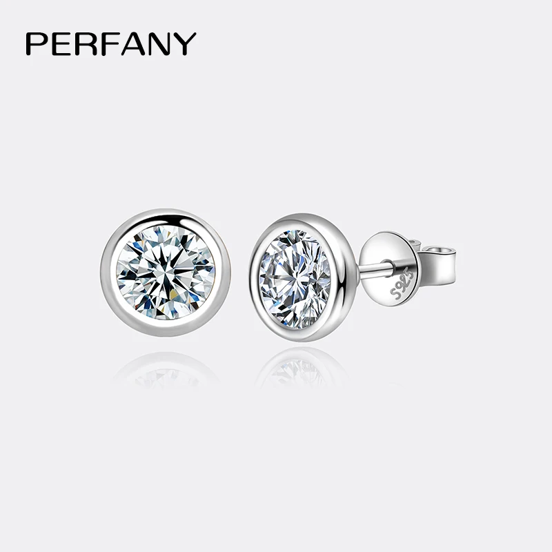Pendientes de moissanita de 0,3-1 quilates para mujer, pendientes redondos de plata pura S925 con diamantes de laboratorio, joyería de moda 1 Pendientes de moissanita de 0,3-1 quilates para mujer, pendientes redondos de plata pura S925 con diamantes de laboratorio, joyería de moda 1