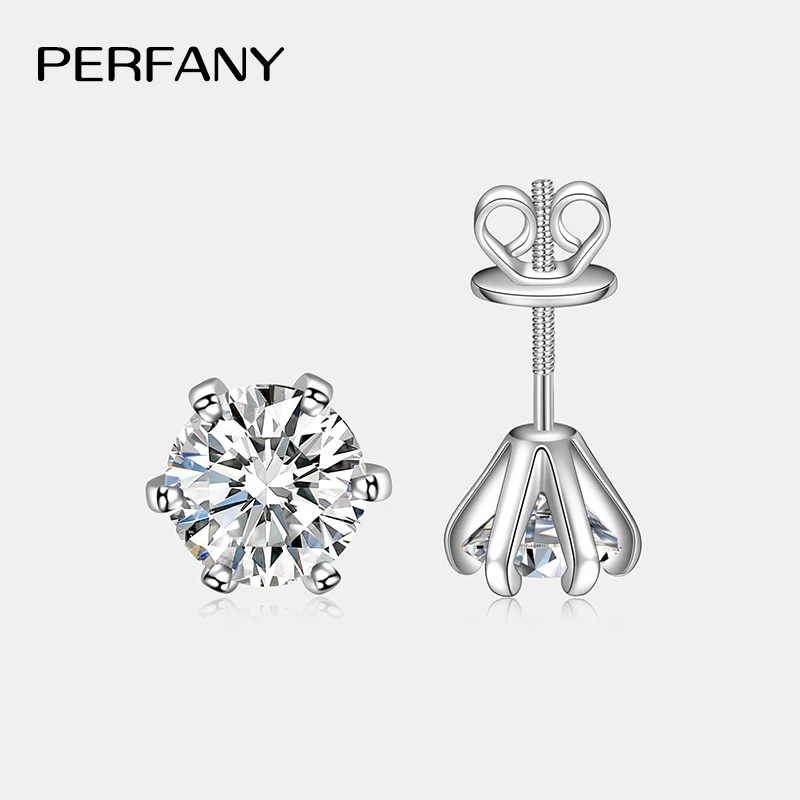 Pendientes de moissanita de 0,3-2 quilates para mujer, tornillo de plata pura S925, joyería de moda de boda con diamantes de laboratorio de seis garras 1 Pendientes de moissanita de 0,3-2 quilates para mujer, tornillo de plata pura S925, joyería de moda de boda con diamantes de laboratorio de seis garras 1
