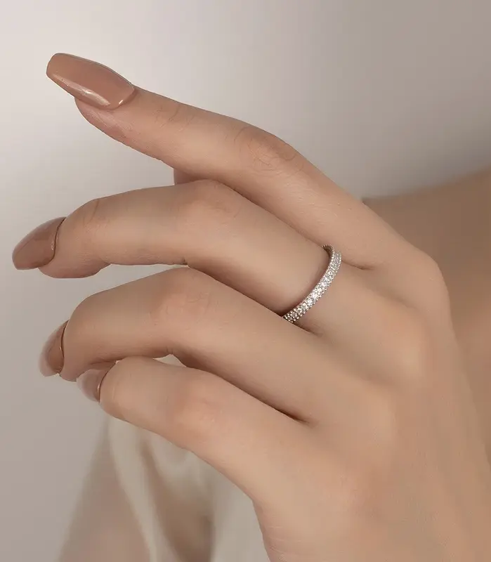 Anillo de moissanita para mujer, plata pura S925 brillante, anillo apilable de diamante de laboratorio GRA, joyería de boda de moda 2