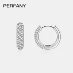 PERFANY-pendientes de aro de moissanita para mujer, S925 plata pura, Diamante de laboratorio, joyería de fiesta de boda, moda 5