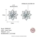 Pendientes de moissanita de 0,3-1 quilates para mujer, pendientes de diamantes de imitación de copo de nieve de plata pura S925, joyería de alta gama para boda 3