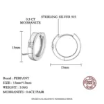 0.3CT pendientes de aro de moissanita de corte princesa para mujer 100% plata pura cuadrado diamante de laboratorio joyería de boda de moda 3