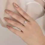 Anillo de moissanita de corte radiante/esmeralda de 1/2CT para mujer, plata pura S925, diamante de laboratorio GRA, joyería de boda nupcial 3